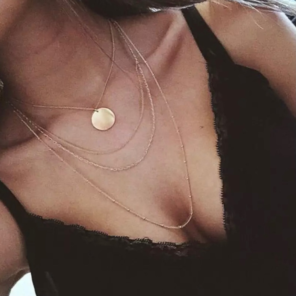 NEW Gold Coin Multi Layered Necklace
